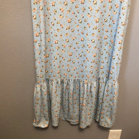 NEW Topshop Jersey midi dress pale blue women’s 6 floral cottagecore ruffle - Picture 12 of 16
